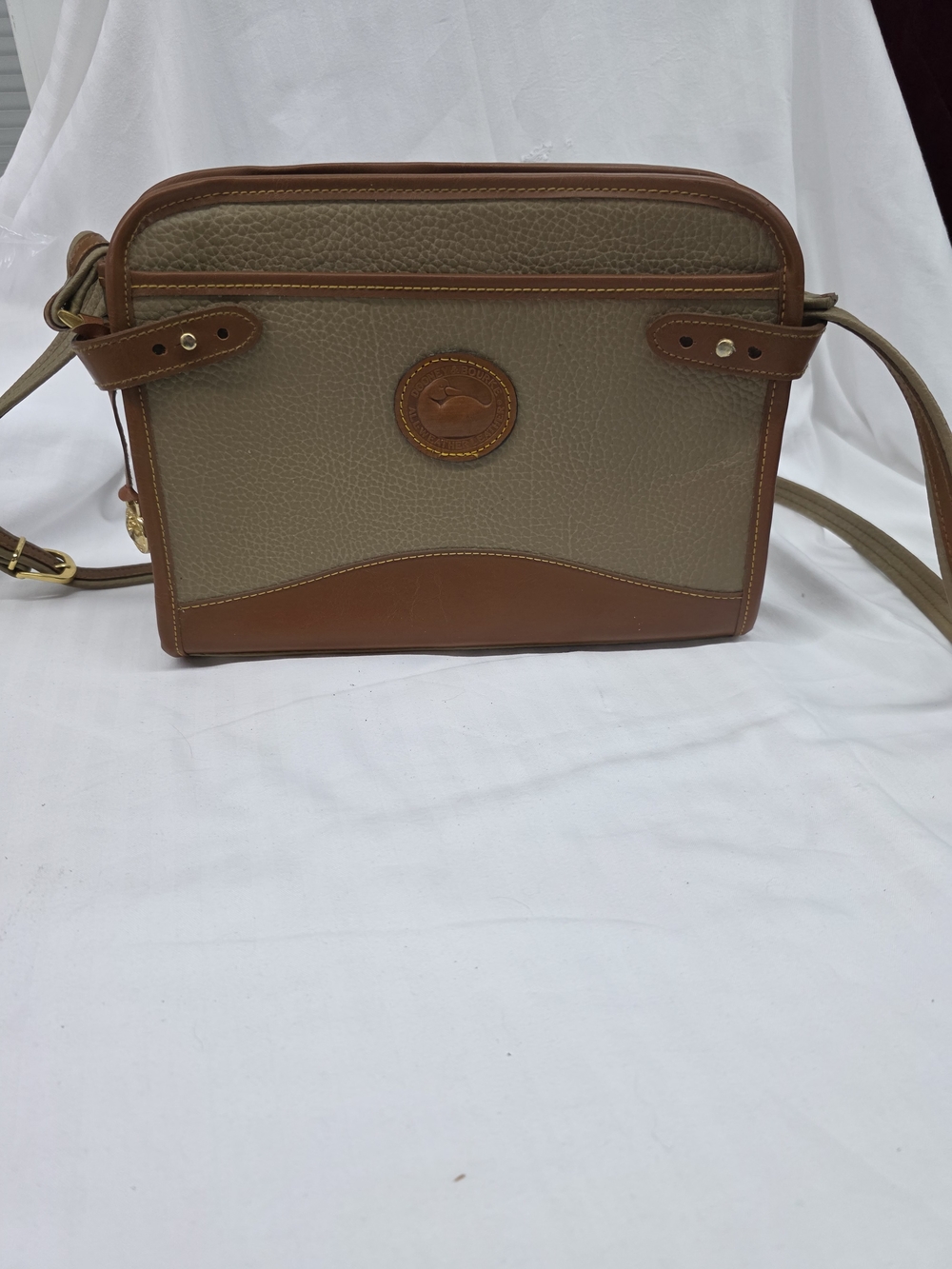 Dooney & Bourke Taupe and Brown Leather Crossbody Bag